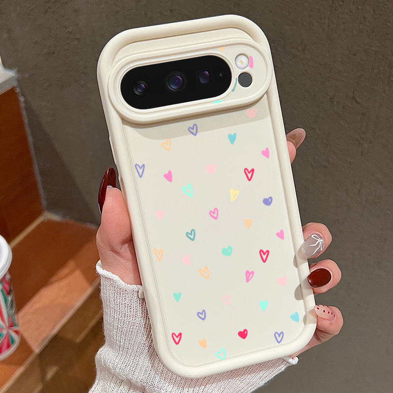 Google Pixel 9 - เคสโทรศัพท์แบบนิ่มลายหัวใจสีสันสดใส สำหรับ Google Pixel 10 9